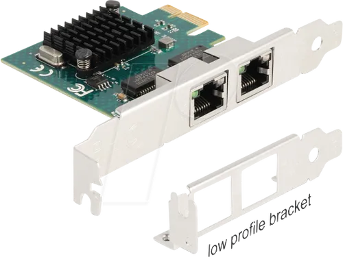 DELOCK 88205 - PCIe Netzwerkkarte mit 2x RJ45 - Netzwerkkarten für schnelle Datenübertragung: Mit 2 Gigabit Ethernet Anschlüssen und bis zu 1000 MBit/s ideal für leistungsstarke Netzwerkverbindungen.