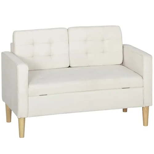 HOMCOM 2 Sitzer Sofa mit Stauraum - Kompakte Eleganz für Wohnzimmer und Schlafzimmer: Dieses Sofa bietet versteckten Stauraum und überragenden Komfort mit hochwertiger Polsterung und robustem Design.