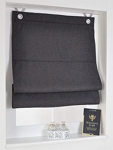 Kutti Raffrollo Thermo Ösenrollo Dimout anthrazit 100 x 130 cm - Raffrollo in anthrazit, blickdicht und wärmeisolierend, ideal für Schlafzimmer und Kinderzimmer. Einfache Montage ohne Bohren, pflegeleicht und waschbar bei 30°C.