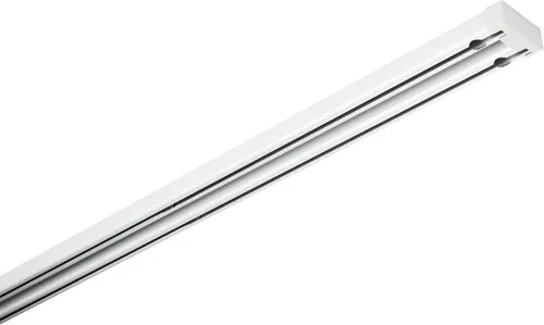 GARDINIA Aluminium-Vorhangschienen-Set Lara - Ein komplettes Set für elegante Vorhänge: 2-läufige, ausziehbare Aluminium-Schiene (140-225 cm) in Weiß, ideal für modernen Wohnstil. Inklusive Deckenclips und Rollringen für einfache Montage.