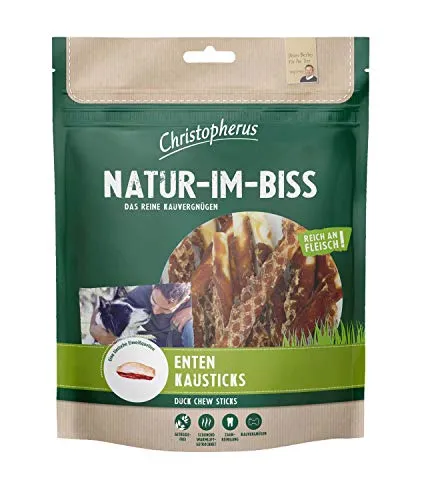 Christopherus Kausticks für Hunde - Enten Kausticks, warmluftgetrocknet und 100% natürlich, ideal zur Belohnung und Beschäftigung