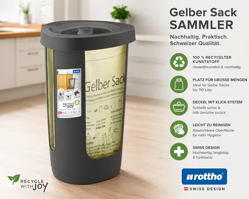 Müllsackständer 50L mit Deckel Gelber Sack Halter Recycling Anthrazit