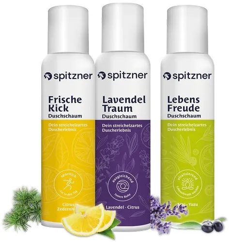 Spitzner Duschschaum Set Duftig frisch 3 x 150 ml - Unisex Duschschaum mit frischem Lavendelduft, vegan und ideal für die tägliche Körperpflege. Praktisches Multipack für ein erfrischendes Duscherlebnis.