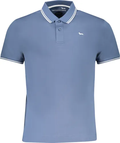 HARMONT & BLAINE Herren-Kurzärmliges Poloshirt Blau - Herren Poloshirt in elegantem Blau, schmal geschnitten mit 2 Knöpfen und kontrastierenden Details. Aus 100% Baumwolle für hohen Tragekomfort – ideal für Freizeit und Business.
