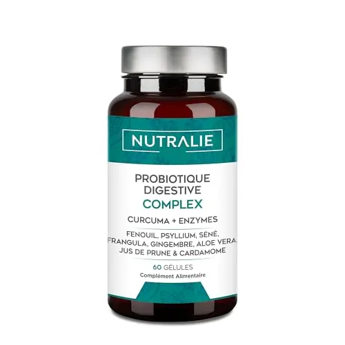Verdauungsenzymkomplex Kurkuma + Enzyme + Fenchel + Psyllium + Senna + Francigula - 60 Kapseln Digestive Complex Nutralie