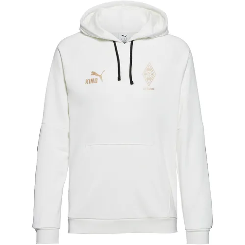 PUMA Borussia Mönchengladbach KING Hoodie Herren - Herren-Sweatshirt in Warm White Gold, ideal für Fußballfans. Die KING Kollektion vereint traditionelles Design mit modernem Komfort für optimale Performance.