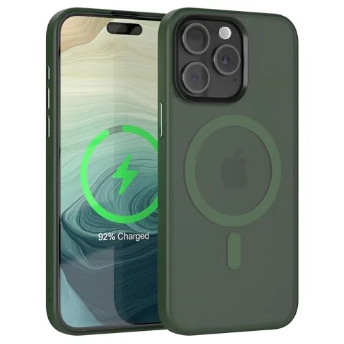 EAZY CASE Ultra Schutz Outdoor Hülle kompatibel mit iPhone 15 Pro Max kompatibel mit Qi-Charging, hochwertige Schutzhülle mit Aufprallschutz, Stoßfest, Kratzfest, Handyhülle mit Kameraschutz, Grün