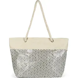 styleBREAKER Damen XXL Strandtasche mit Metallic Infinity Muster - Damen-Shopper in großem Format, ideal für die ganze Familie. Mit glänzender metallic Optik und viel Stauraum dank Reißverschluss-Hauptfach und praktischen Innenfächern.