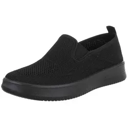 Ital-Design Damen Low-Top Freizeit Slipper (88843579) Flach Sneakers Low in Schwarz schwarz 39 EU