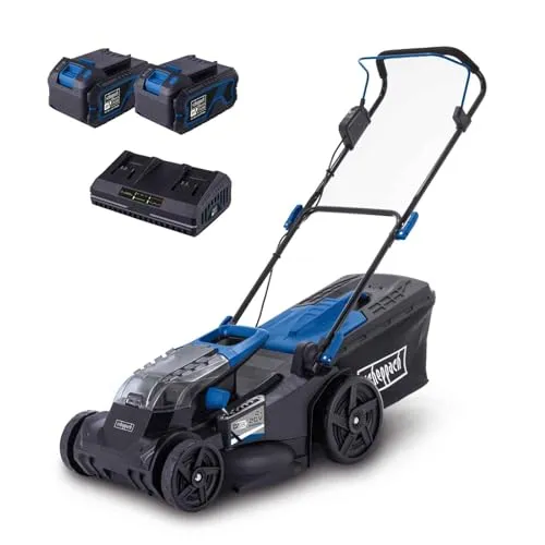 Scheppach Akku-Rasenmäher BC-MP430-X - Akku-Rasenmäher mit 43 cm Schnittbreite und 4in1-Funktion: Mähen, Fangen, Mulchen und Rasenkanteneinzug. Der wartungsfreie, bürstenlose Motor sorgt für hohe Effizienz und lange Laufzeiten.