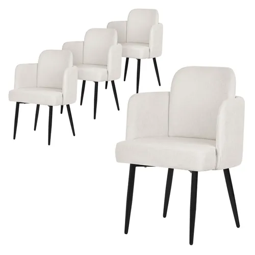 4er Set Esszimmerstuhl Stuhl mit Armlehne Wohnzimmerstuhl Polsterstuhl Beige