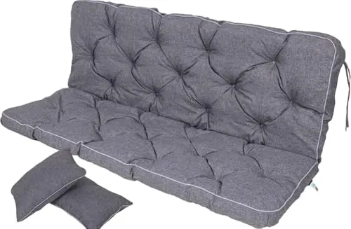 TexDeko® Bankauflage mit Rückenlehne für Hollywoodschaukel - Gartenmöbel-Kissen, wasserabweisend und UV-beständig für langanhaltenden Komfort und elegante Optik, ideal für den Außenbereich.