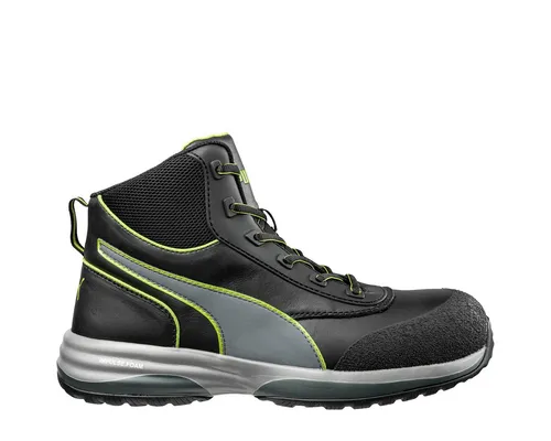 PUMA Safety RAPID MID Arbeitsschuh - Schwarz-Grün, Größe 41 - Robuster Arbeitsschuh für den täglichen Einsatz, bietet Komfort und Sicherheit mit rutschfester Sohle und atmungsaktivem Material.