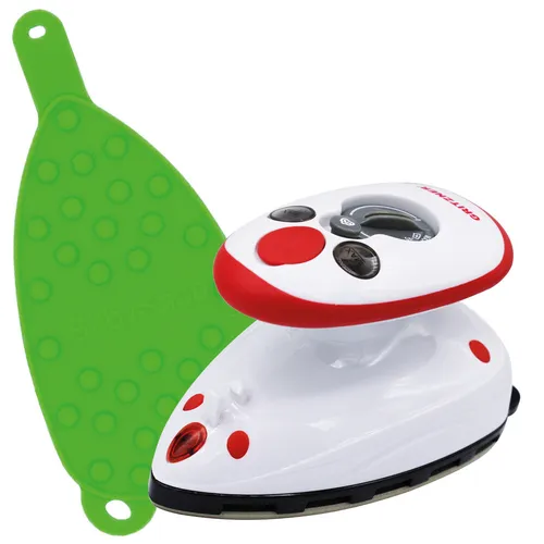 Gritzner Bügeleisen mini (rot) mit hellgrüner Ablage