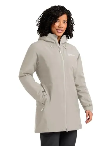 JACK WOLFSKIN HEIDELSTEIN INS JKT W - Funktionsjacke für Damen, lang geschnitten, wasserdicht und atmungsaktiv dank TEXAPORE CORE, ideal für Wind und Wetter. Mit verstellbarer Kapuze und warmer Wattierung aus recyceltem Polyester.