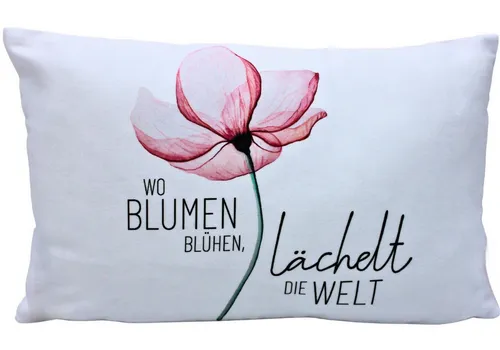 Dekohelden24 Dekokissen Zierkissen - Kuschel Kissen mit Blüte/Dekokissen, Baumwolle.