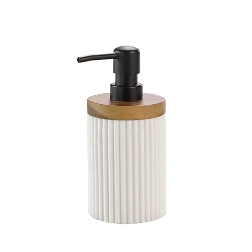 Douceur d'intérieur Seifenspender - Freistehend in Weiß - Eleganter Seifenspender für Badezimmer und Küche, freistehend und ohne Montage, aus hochwertigem Kunststoff, Höhe 17 cm.