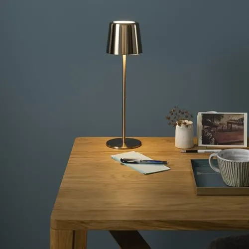 Lightbox Tischleuchte - Mobile LED Außen Tischlampe, 37cm, dimmbar - Nachttischleuchten mit fest integrierter LED, spritzwassergeschützt und höhenverstellbar. Ideal für den Außenbereich und bietet warmweiß bis kaltweißes Licht.