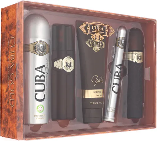 Cuba - Cuba Must Have Gold Geschenkset EDT 100 ml, 35 ml EDT, After Shave 100 ml Duschgel 200 ml und 200 ml Deospray 100ml