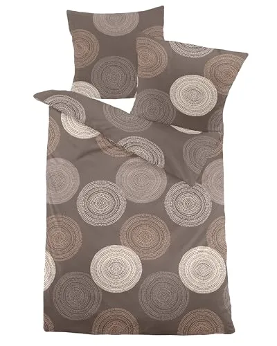 Dormisette Fein-Biber Bettwäsche 9400 Braun-Taupe 100% Baumwolle 135x200 + 80x80 cm