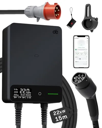 dé Wallbox 22 kW mit 15 m Kabel und App-Steuerung