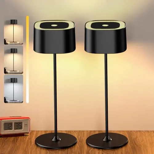 Tischlampe Kabellose, Touch Wiederaufladbar Akku Tischleuchte, 2 Stück