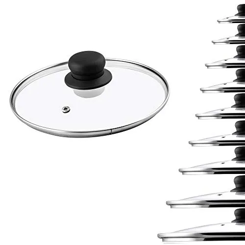 KADAX Glasdeckel, Topfdeckel Ø18 cm, hitzebeständig, mit Dampfloch, und Kunststoffgriff, Universaldeckel für Töpfe & Pfannen, klare Sicht, dicht schließend