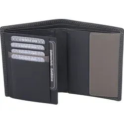 Echtleder Kombibörse schwarz/grau - Elegante Kombibörse mit 9 Kreditkartenfächern und Ausweissichtfach, ideal für die tägliche Nutzung. Kompakt mit den Maßen 12x10x2,5 cm.