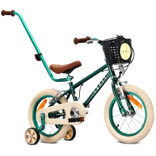 Kinderfahrrad Jungen 14 Zoll mit Stützrädern und Schubstange