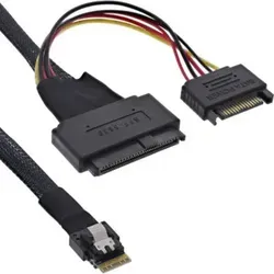 InLine® Slim SAS Kabel SFF-8654 4i zu U.2 SFF-8639 - SCSI-Kabel & Adapter, ideal für schnelle Datenübertragung mit 24Gb/s und 0,5m Länge - perfekt zum Anschluss von U.2 SSDs an Slim SAS Controller.