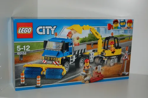 LEGO City 60152 Straßenreiniger und Bagger - Bauvergnügen für kleine Baumeister - LEGO Set für Kinder ab 5 Jahren, ideal für Baustellen-Fans mit detailreichen Bauarbeiterfiguren und kreativem Spielspaß.