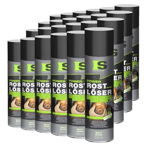 Spraytive 24 x 500ml Power Rostlöser MoS₂ Spray – Hochwirksamer Rostentferner mit Festschmierstoff – Kriechfähig, reibungsarm, korrosionsschützend – Für KFZ, Werkstatt & Industrie – Made in Germany
