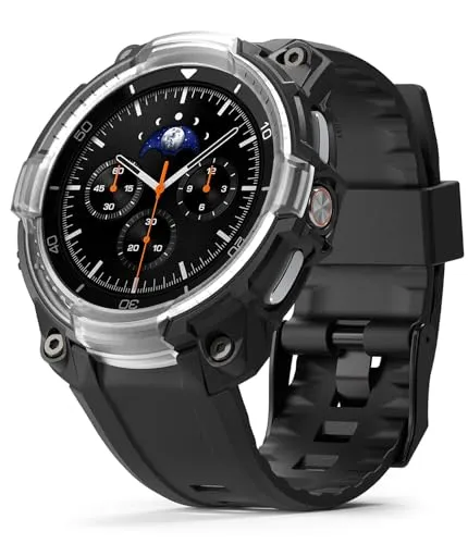 Ringke Rugged Gear für Samsung Galaxy Watch 8 Classic Schutz (46mm), [Uhrenarmband Set] Stoßfest Rugged Schutz Bumper Hülle mit Komfort Armband - Black