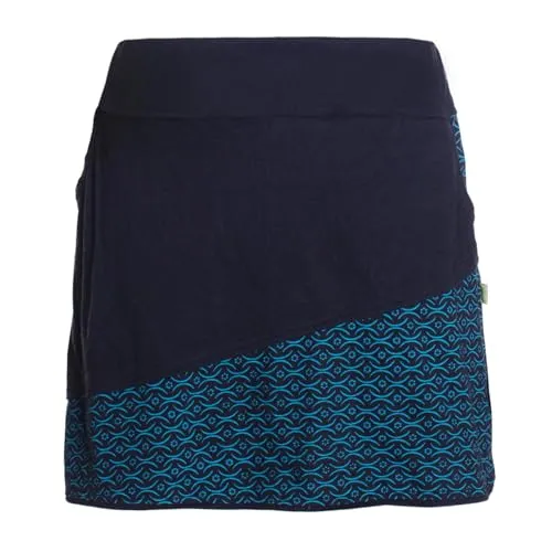 Vishes Alternative Bekleidung - Damen Mini-Rock Baumwolle minimalistisch elastischer Bund mit Taschen schwarz-türkis 36-38