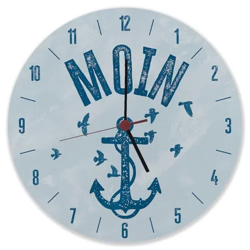 speecheese Moin Anker Wanduhr aus Alu - Wanduhren, coole Deko mit norddeutschem Charme – die Moin Anker Wanduhr bringt das norddeutsche Lebensgefühl in dein Zuhause.