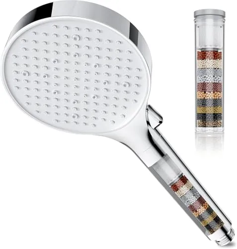 Magichome Duschkopf mit Filter in 25 Schichten, Hochdruck Handbrause 6 Strahlarten Duschkopf Wassersparend mit Filtration Sparduschkopf für Hartes Wasser,Rest-Chlor,Bakterien, Schwermetall