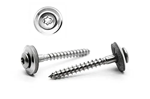 KTH 25 Stück Spenglerschrauben 4,5x45 mm TX20 - Edelstahl A2-2tlg. mit 15 mm EPDM-Dichtscheibe