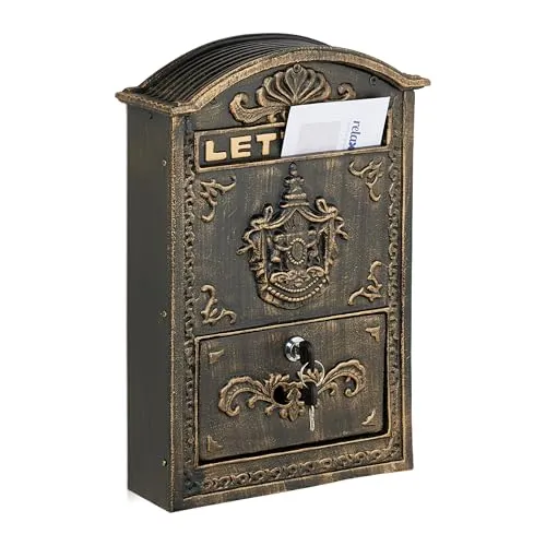 Vintage Postkasten - Stilvoller Standbriefkasten - Briefkasten aus Aluminium und Eisen, verschließbar mit 2 Schlüsseln, ideal für eine sichere Postzustellung im nostalgischen Design.