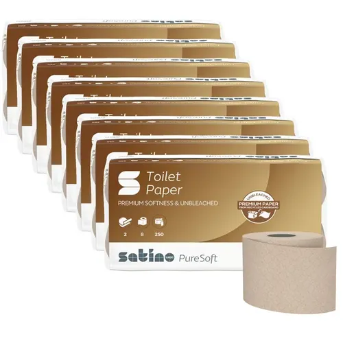 Wepa Satino Pure Soft Toilettenpapier - 2-lagiges Recycling-Toilettenpapier in soft beige, besonders weich und nachhaltig, ideal für umweltbewusste Haushalte.
