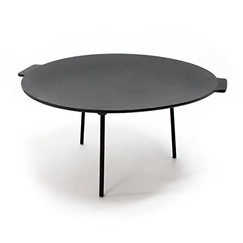 Wiltec Dutch Oven Grillplatte rund Ø44cm Höhe 35cm, Grillaufsatz mit 3 Beinen, Gusseisen mit Antihafteffekt