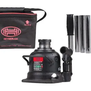 HEYNER® Doppelhub-Unterstellheber 10t - Hydraulischer Flaschenwagenheber für SUV/PKW - Wagenheber & Nivellierer für Wohnmobile, extra flach mit doppeltem Hubkolben für sicheren Einsatz selbst bei Sportwagen und tiefen Fahrzeugen.