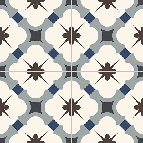 REGENT BLUE 16.5 x 16.5 Feinsteinzeug Fliese - Hochwertige Wand- und Bodenfliese im Format 16,5x16,5 cm, inspiriert von traditionellen hydraulischen Designs, ideal für kreative Raumgestaltungen.