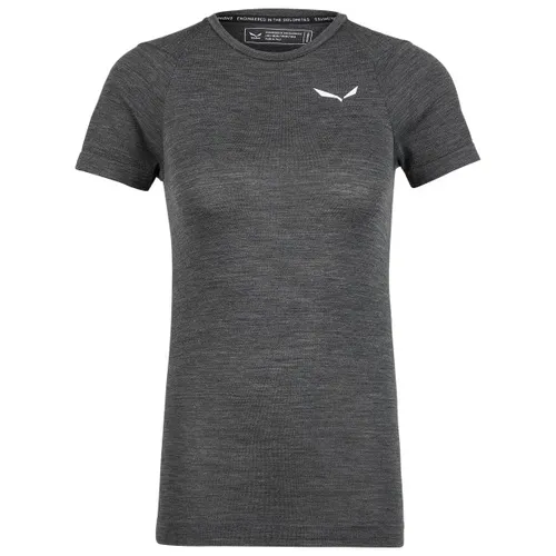 Salewa Zebru Fresh AMR W T-shirt black out (0910) 34 - Outdoor & Funktionsshirts für Damen mit superfeiner Merinowolle und Tencel für optimale Feuchtigkeitsabsorption und Frische, ideal für Bergsteigen und Klettern.