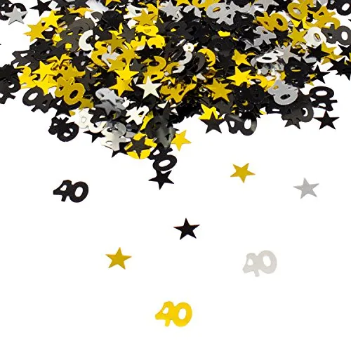 Oblique Unique® 40. Geburtstag Jubiläum Konfetti Gold Silber Schwarz Sterne Tisch Deko 500 Stück