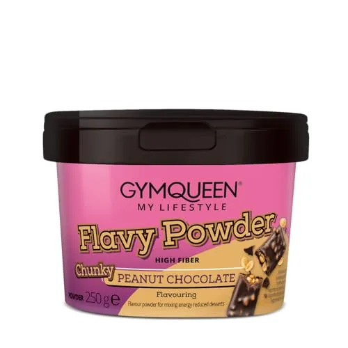 GymQueen Flavy Powder 250g, Geschmackspulver Chunky Peanut Chocolate, kalorienarm, Flavour Powder zum Süßen, Backen und Verfeinern von Lebensmitteln, reich an Ballaststoffen