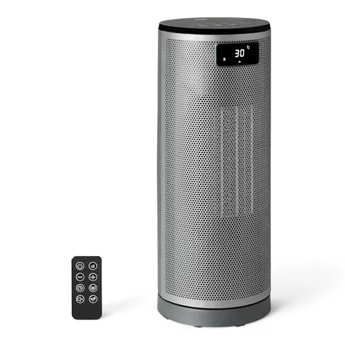 Amazon Basics Elektrische Heizung, tragbarer Keramik-Heizlüfter, 70° Oszillation, 1800W, 40cm, Grau