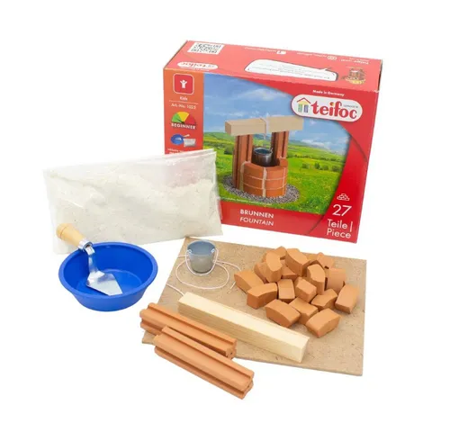 Teifoc TEI 1025 Steinbaukasten - Brunnen, Made in Germany, inkl. Mörtelschale und Schritt-für-Schritt-Anleitung