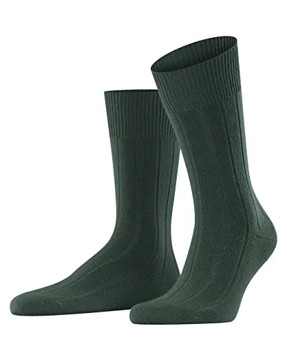 FALKE Herren Socken Lhasa Rib M SO Wolle Kaschmir einfarbig 1 Paar, Grün (Hunter Green 7441), 39-42