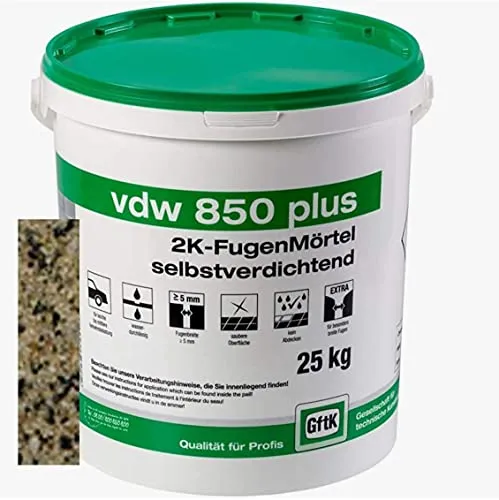 Gftk Vdw 850 Plus 2K Fugenmörtel 25kg - Steingrau - Fugenmörtel für saubere, wasserdurchlässige Pflasterflächen, selbstverdichtend und abriebfest. Ideal für dauerhafte Verfugung bei jedem Wetter.