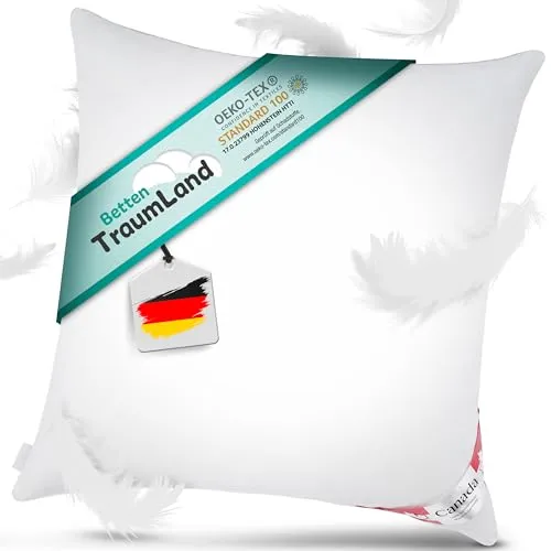 Bach's Betten Welt Daunenkissen 5 Sterne Hotel Kissen 80x80 cm - Kissen, 5-Sterne-Hotel-Feeling mit 85% Federn und 15% Daunen für optimalen Schlafkomfort, inklusive praktischer Aufbewahrungstasche.